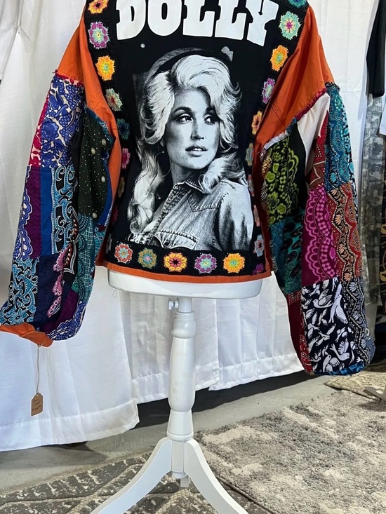 wild fable Jackets & Blazers - wild fable Patchwork Jean Jacket with Orange, Black & Multicolor Accents